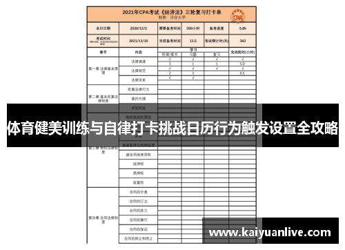 体育健美训练与自律打卡挑战日历行为触发设置全攻略